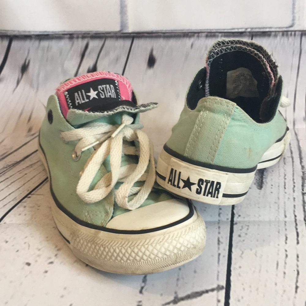 Converse all star mint green with pink